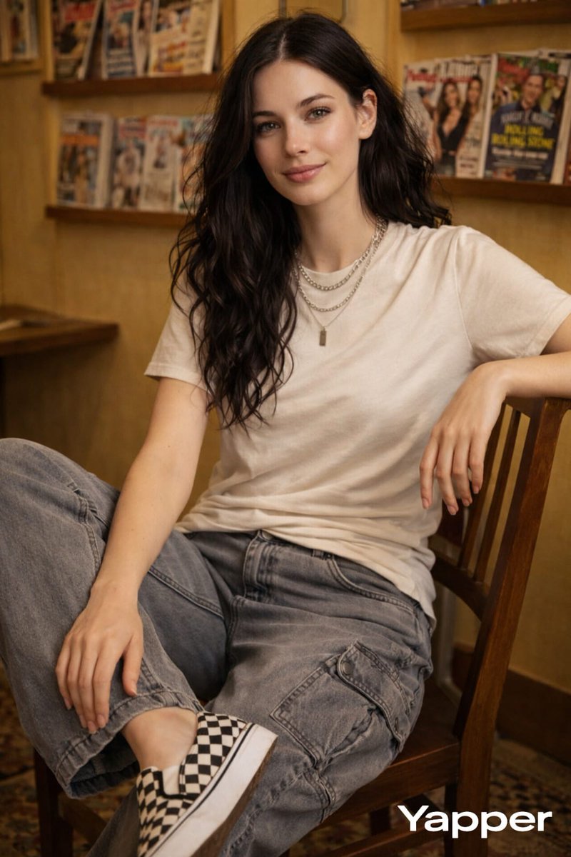 Y2K Fashion Girl in Retro Magazine Room
