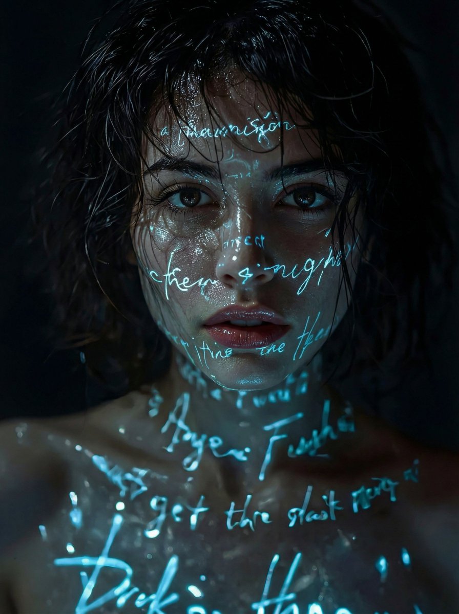 Cyber Noir Neon Woman Portrait
