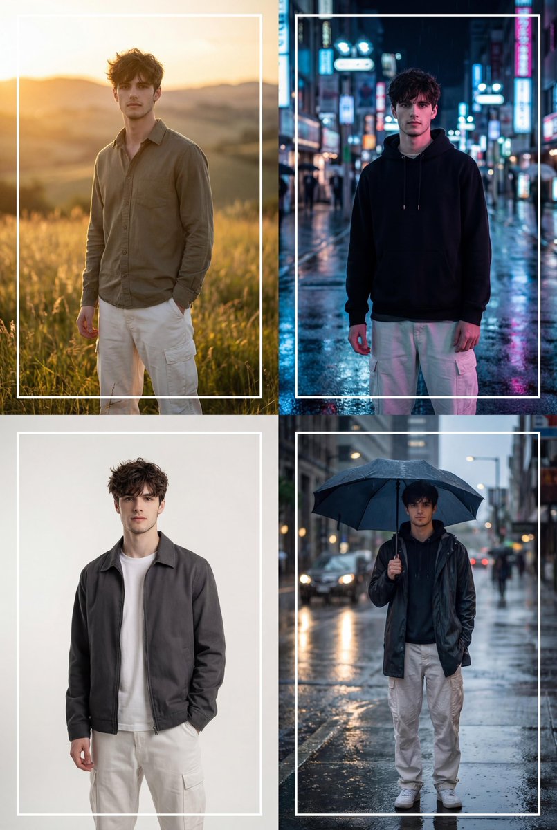 Cinematic 4-Panel Portrait Grid