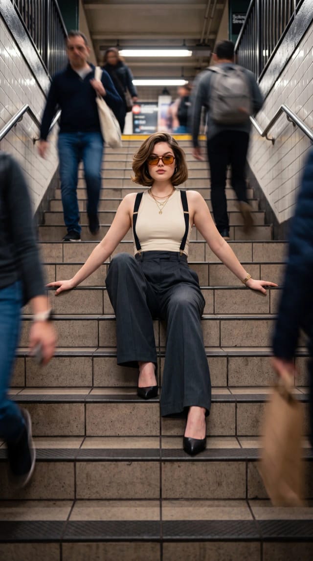 Cinematic Subway Fashion Portrait