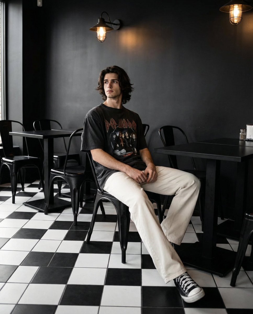 Stylish Youth in Modern Cafe