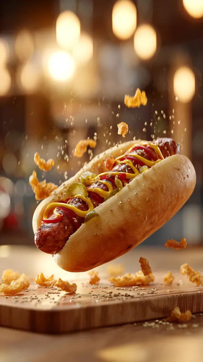 Gourmet Hotdog Mid-Air Cinematic Drop