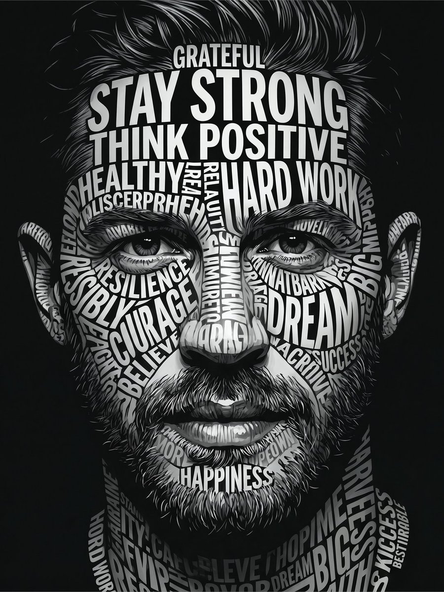 Typographic Black and White Portrait