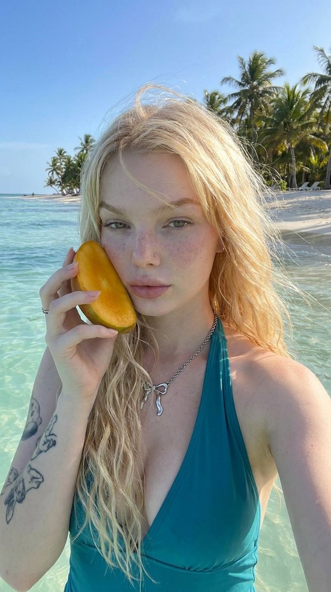 Tropical Mango Beach Selfie