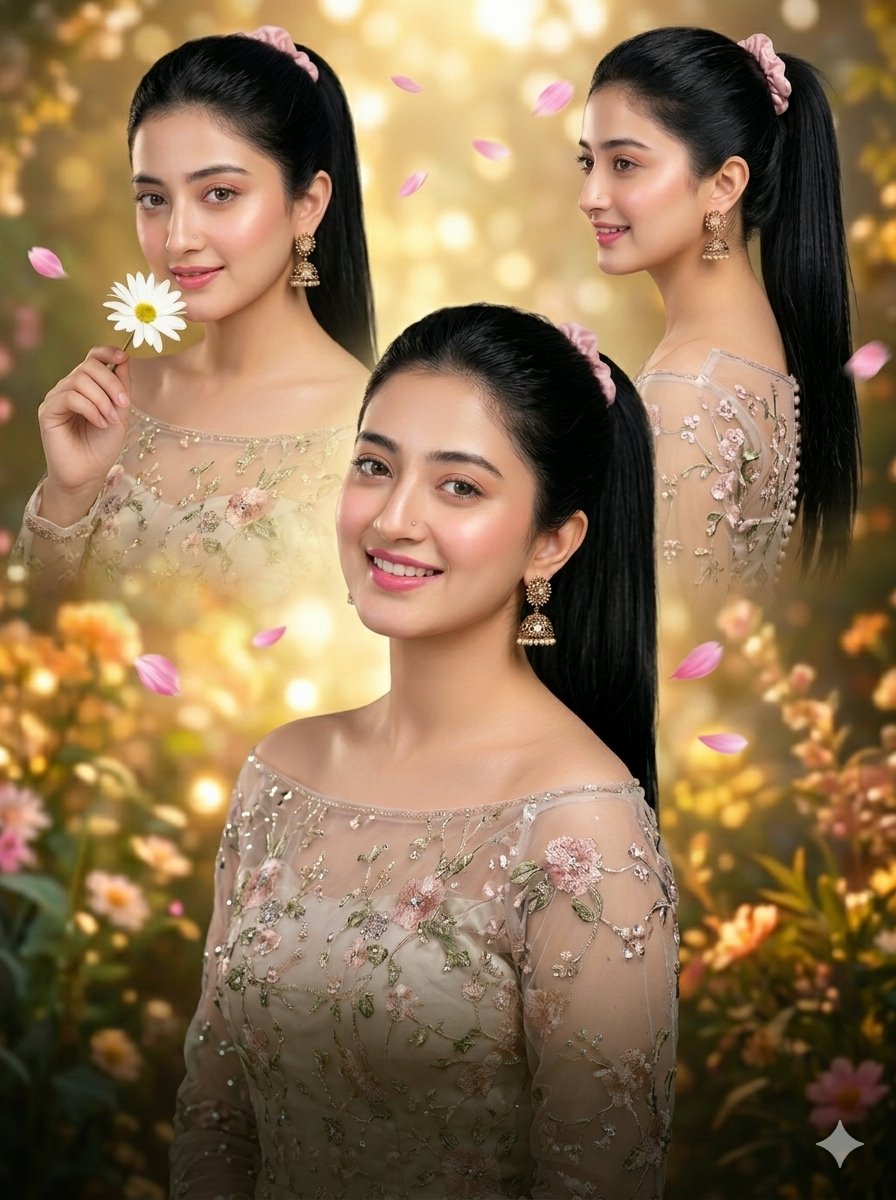 Dreamy Garden Girl Portrait Collage
