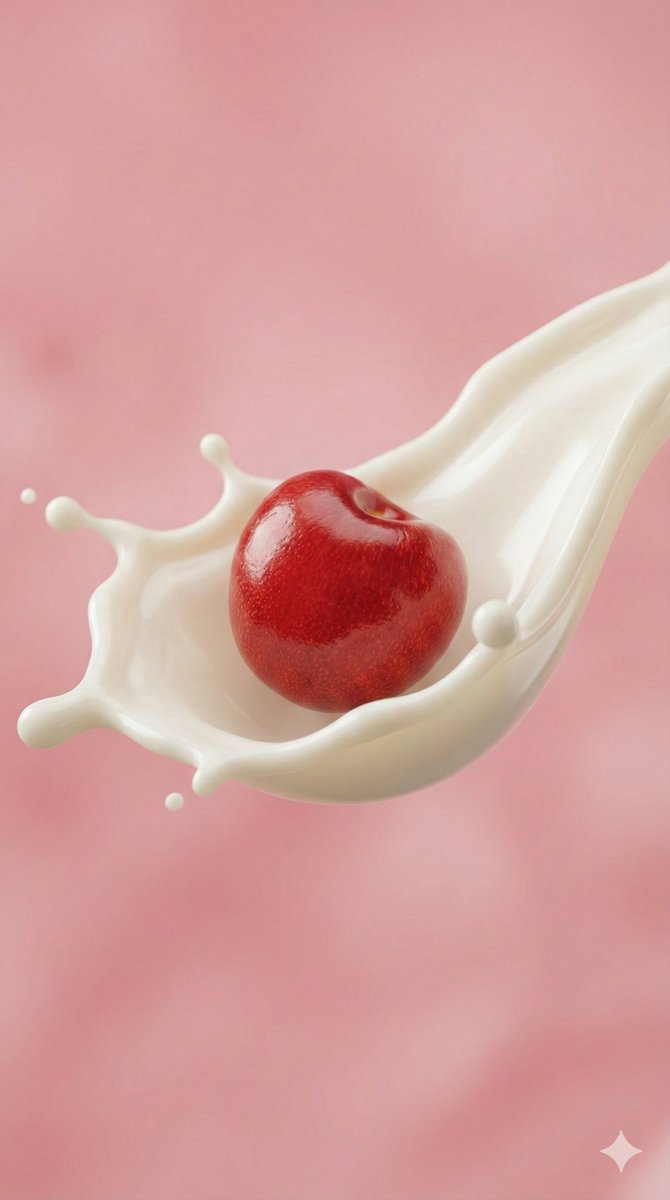 Cherry Milk Splash Food Photography