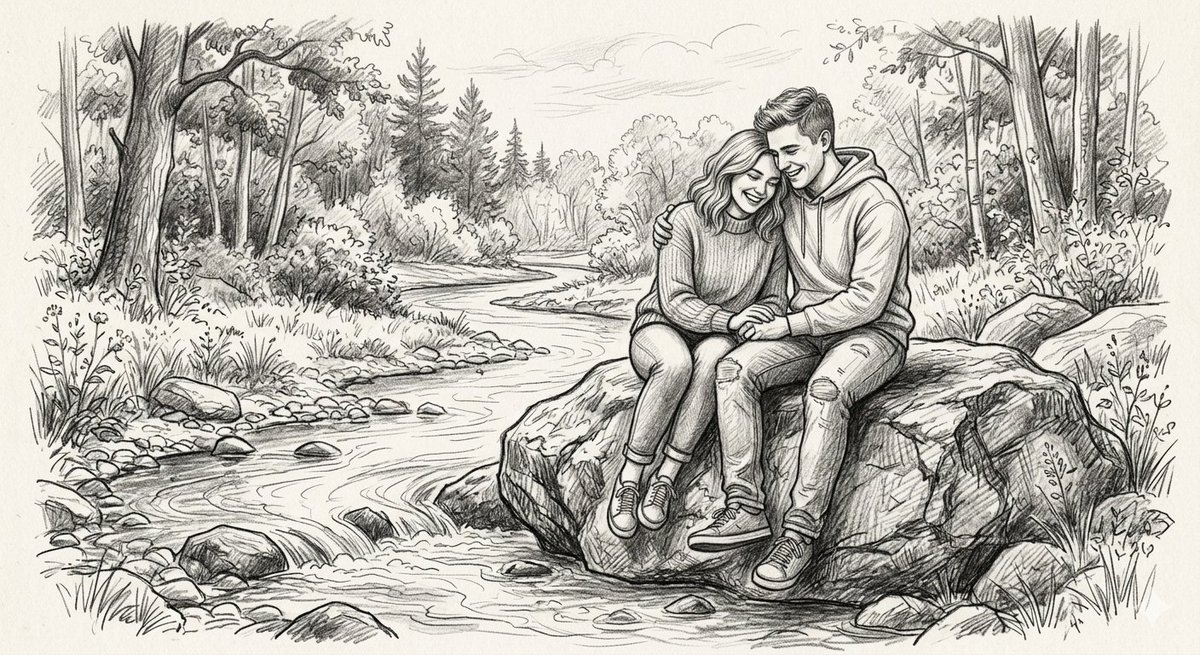 Pencil Sketch Of Loving Couple