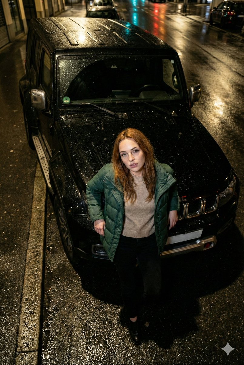 Night Flash SUV Hood Portrait