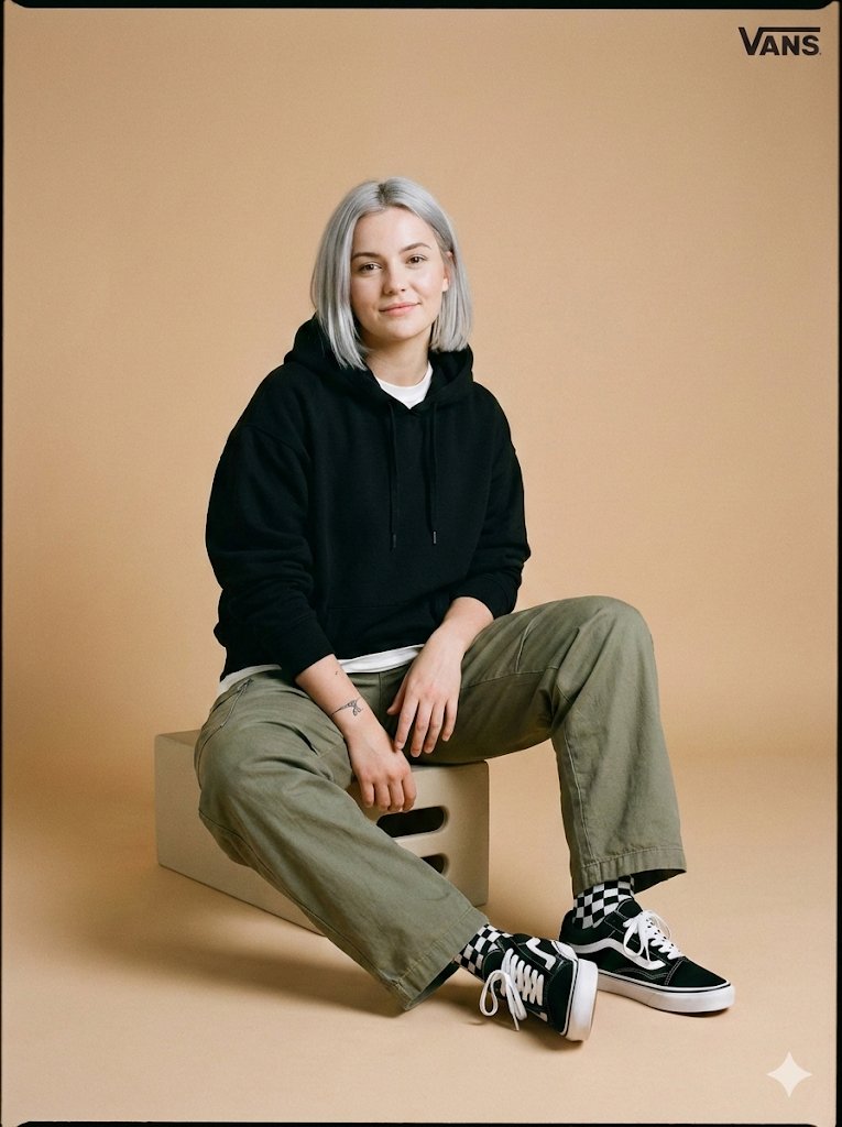 Silver Hair Casual Vans Style