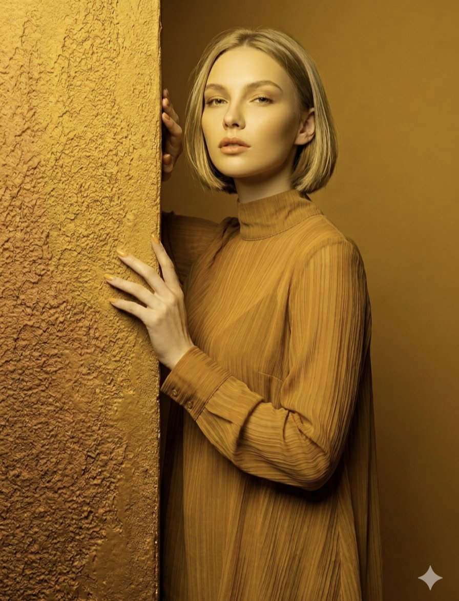 Monochrome Mustard Fashion Editorial Portrait