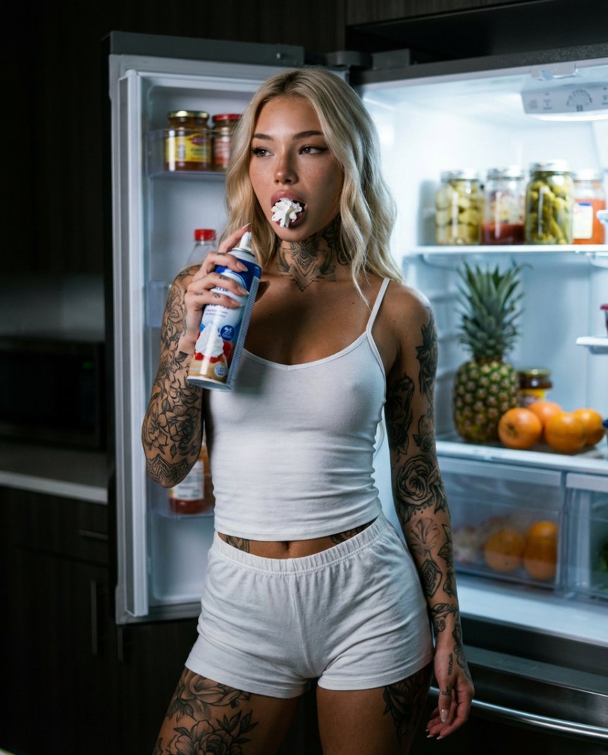 Tattooed Woman Midnight Snack