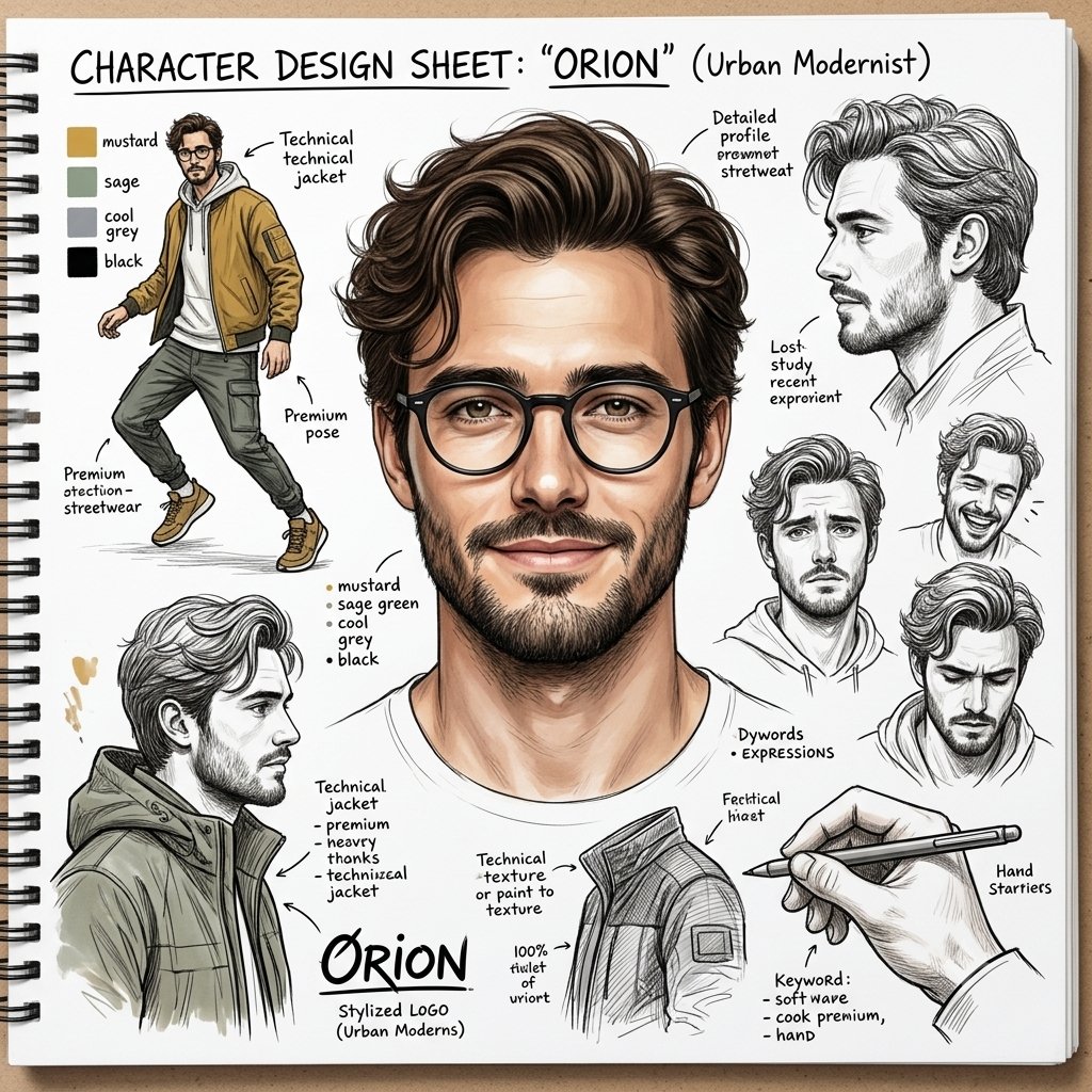 Realistic Male Character Design Sheet