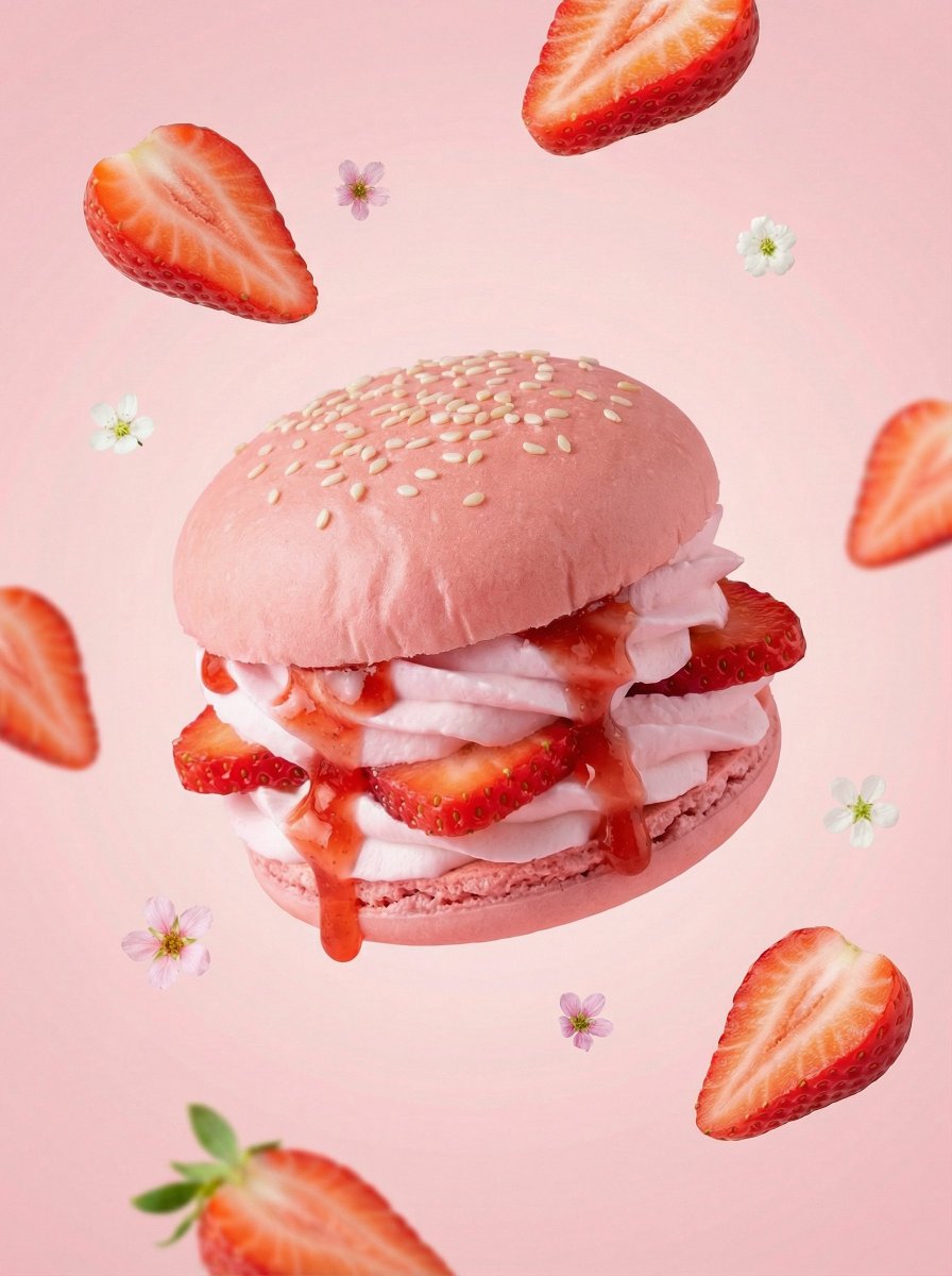 Dreamy Strawberry Cream Burger Delight