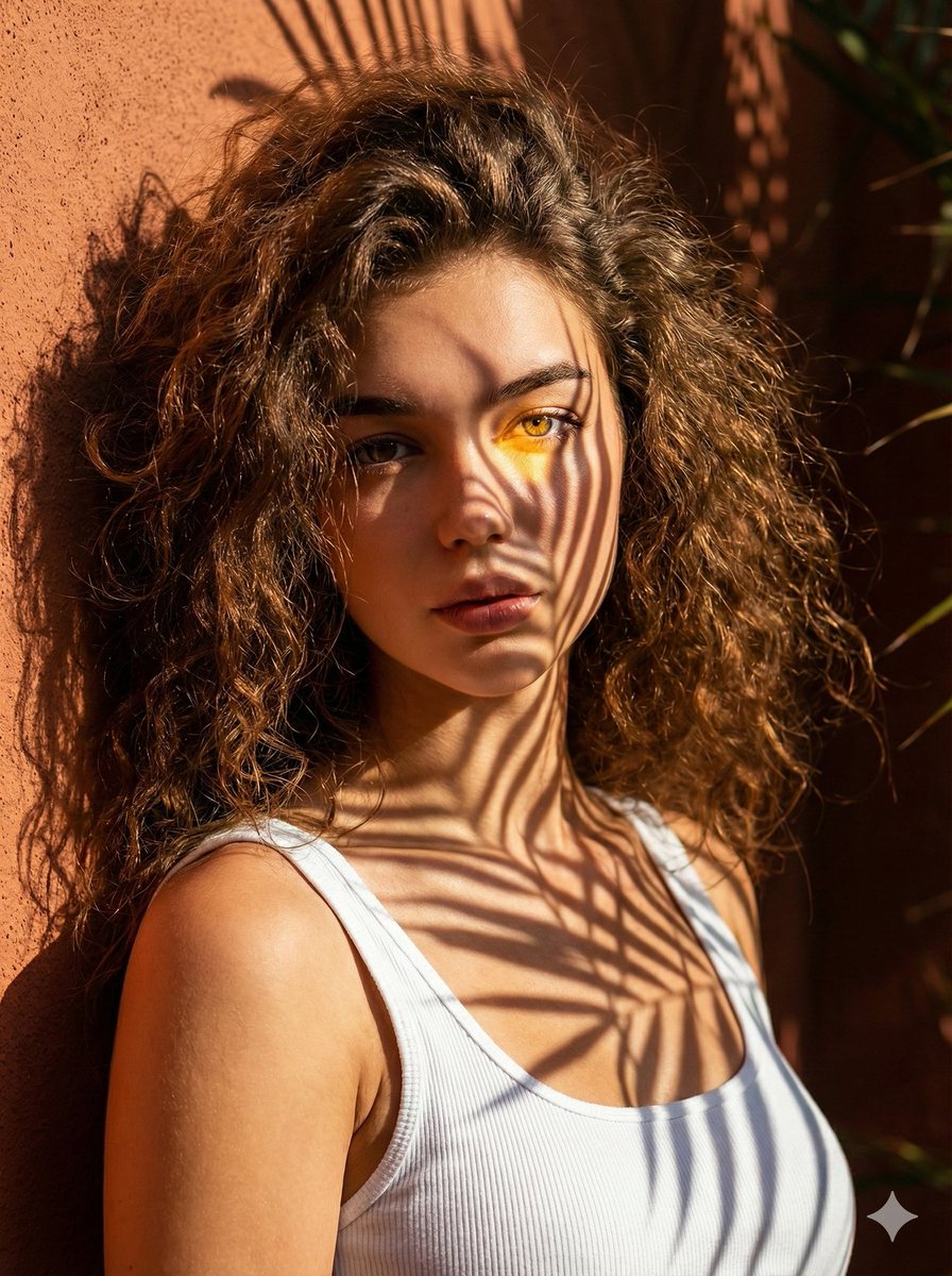 Sun-Drenched Palm Shadow Portrait