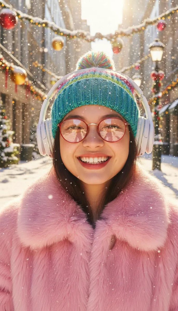 Joyful Girl In Pink Festive Street