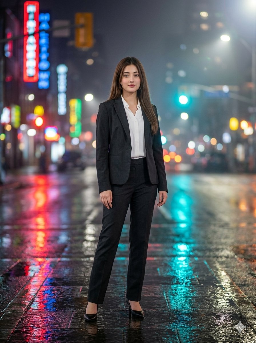 Cinematic Urban Night Fashion Portrait