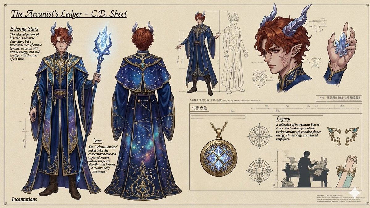 Arcanist Mage Character Design Sheet