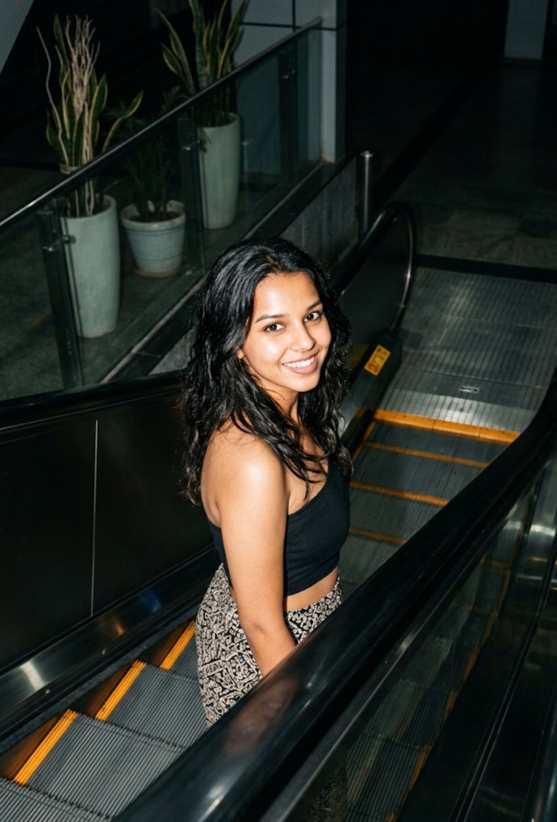 Night Flash Escalator Fashion Shot