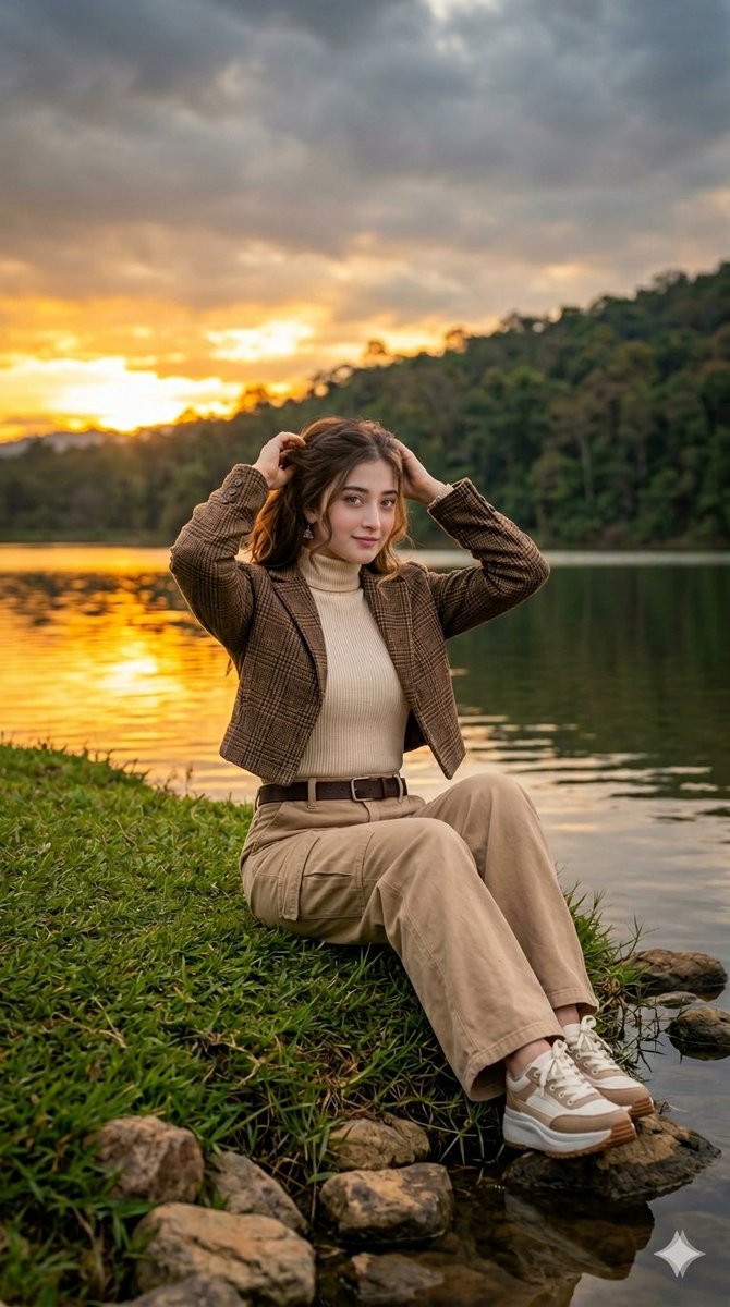 Golden Hour Lakeside Fashion Editorial