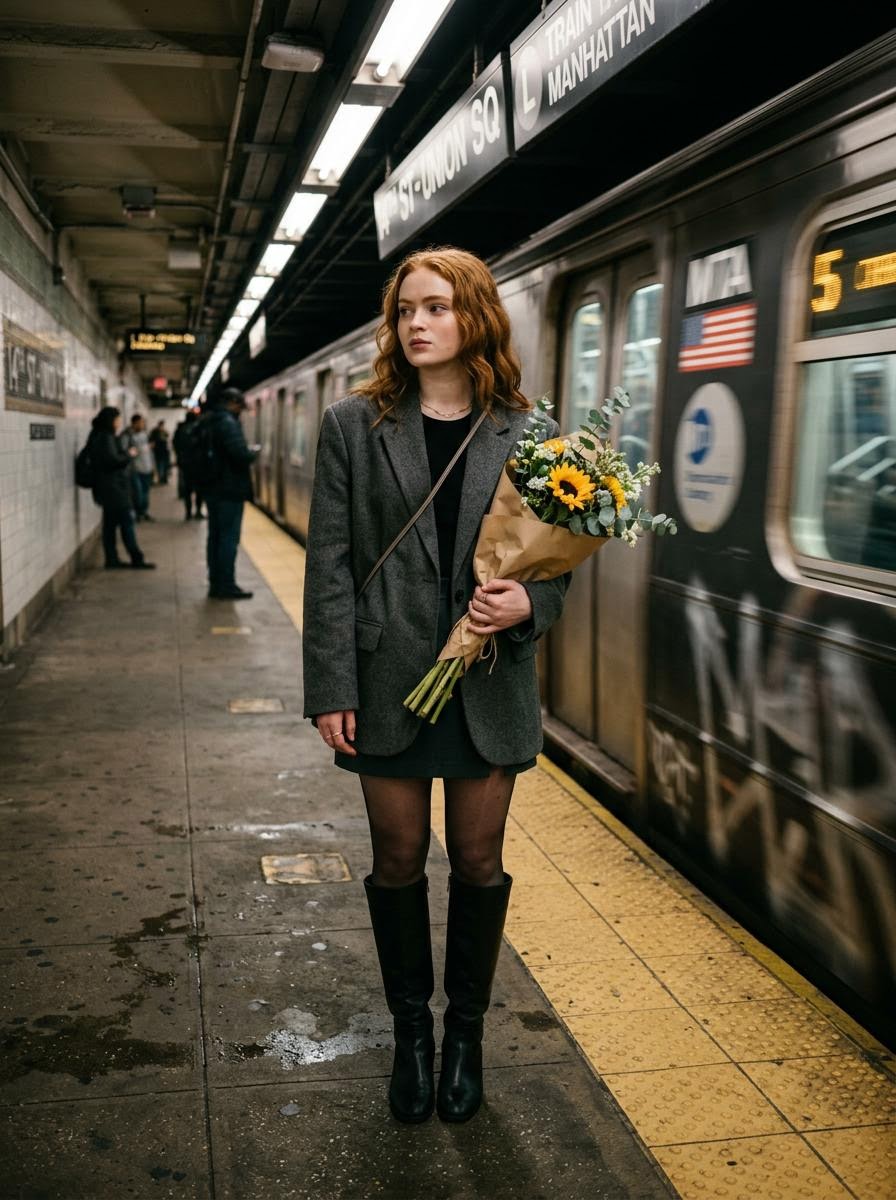Cinematic Woman at Subway