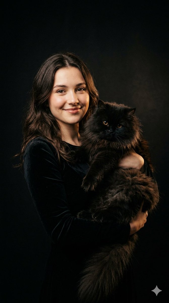 Cinematic Portrait Woman Black Cat