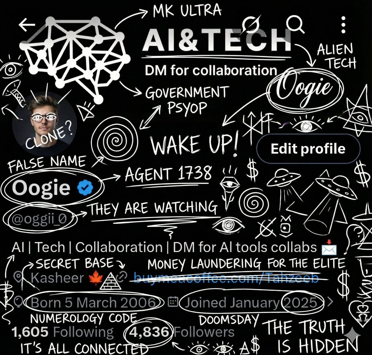 Insane Conspiracy Scribble Overlay Art