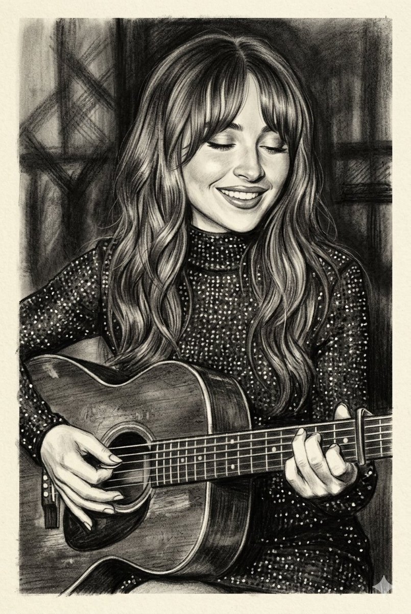 Charcoal Guitar Portrait