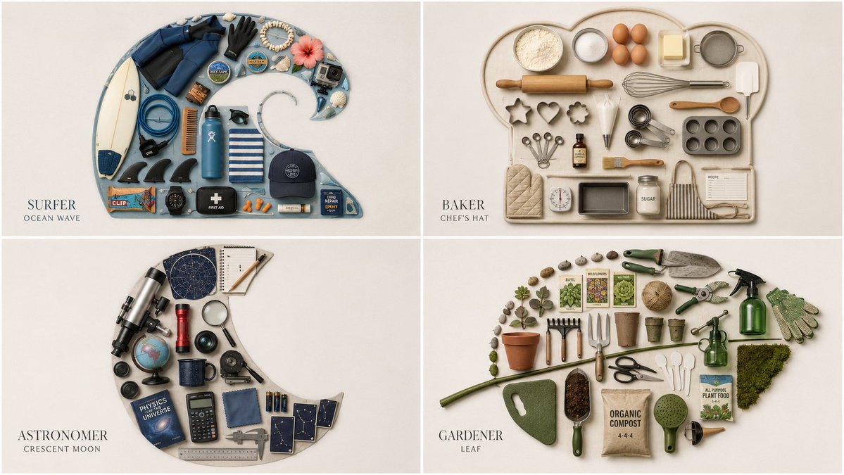 AI Knolling Silhouette Art
