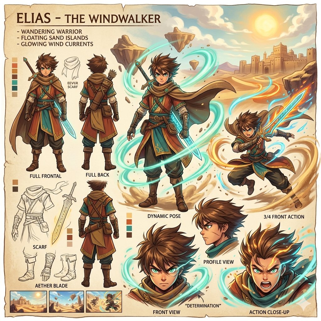 Anime Desert Warrior Character Sheet