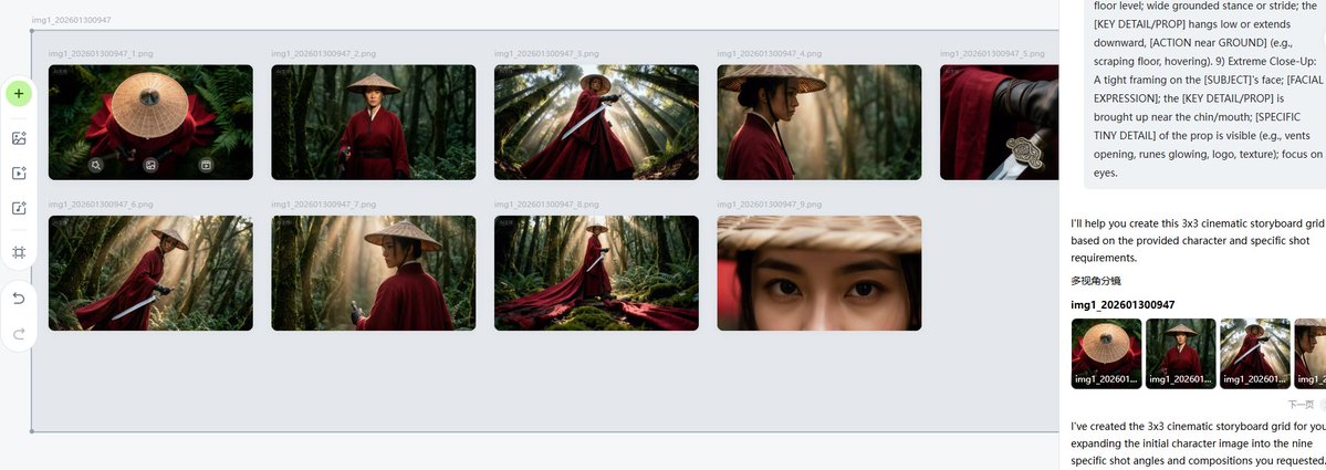 Cinematic Red Female Warrior in Misty Forest
