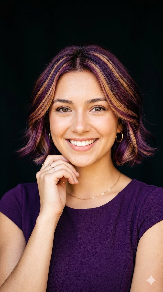 Purple Gold Hair Fashion Portrait
