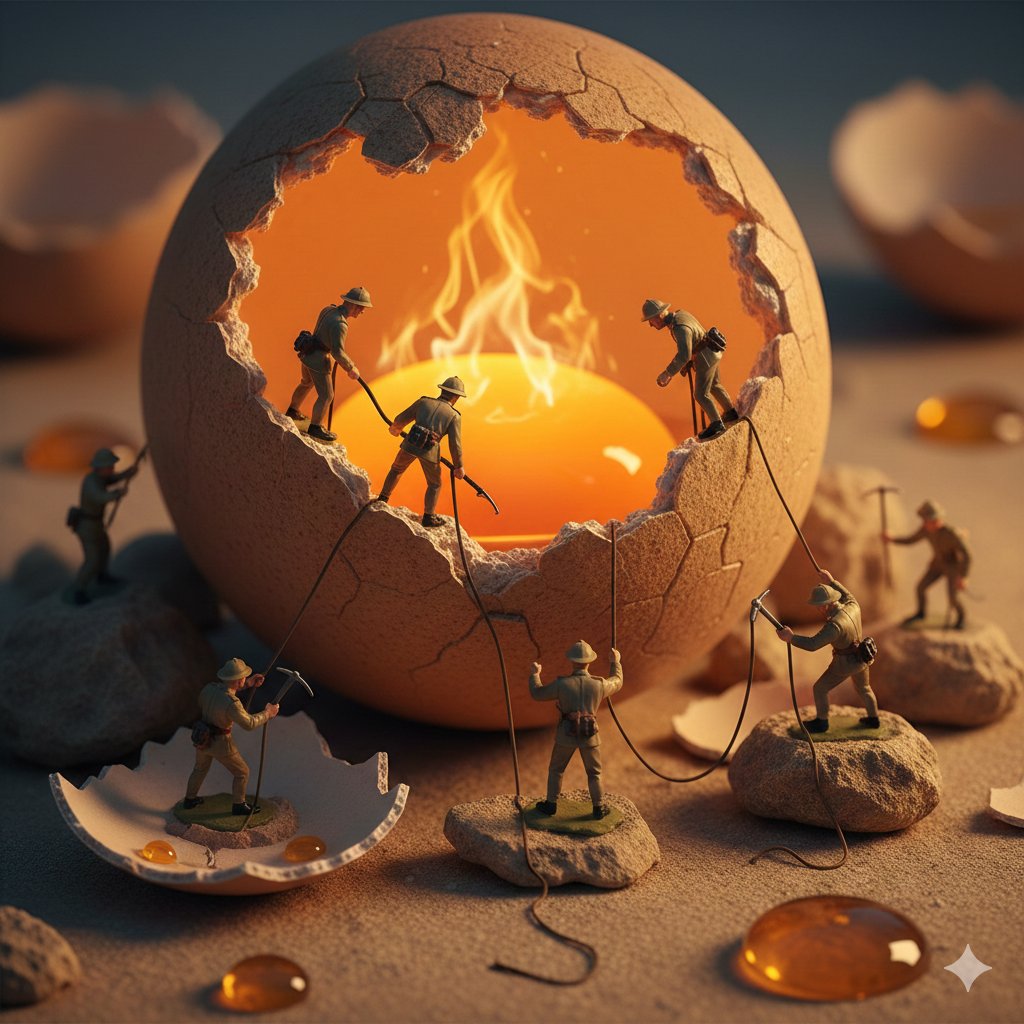 Tiny Soldiers Explore Giant Egg
