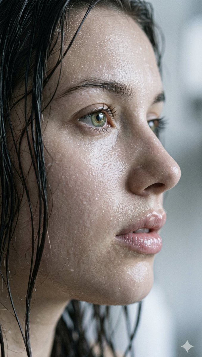 Glistening Skin Close-Up Portrait