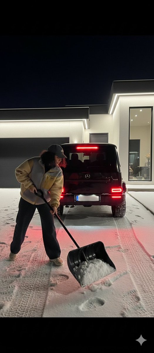 Luxury Car Snow Removal Night
