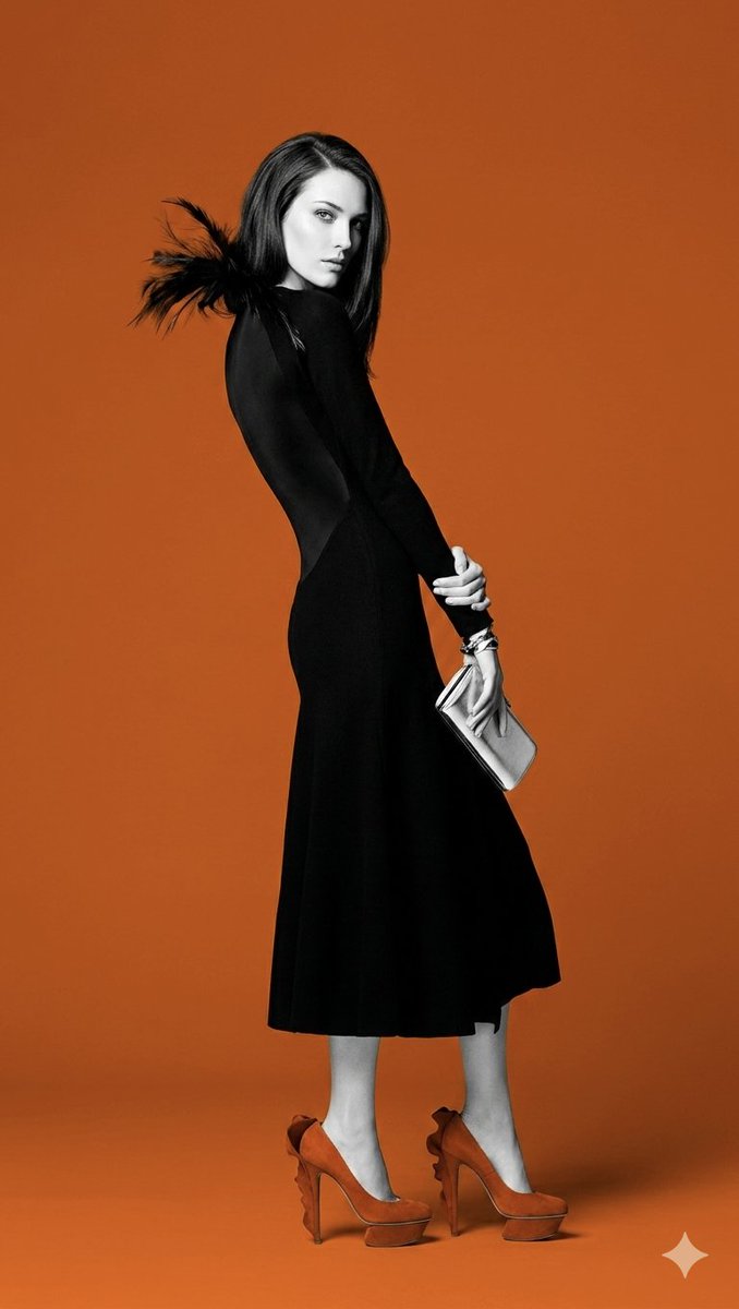 Orange Black Color-Block Fashion Portrait