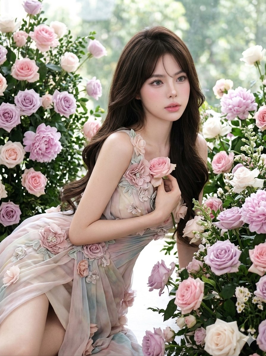 Dreamy Girl Floral Studio Portrait