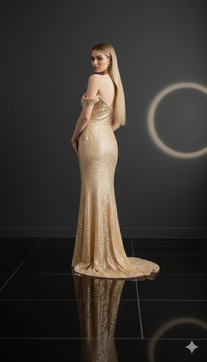 Golden Evening Gown Beauty