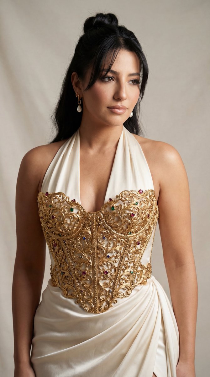 Baroque Gold Corset Fashion Portrait