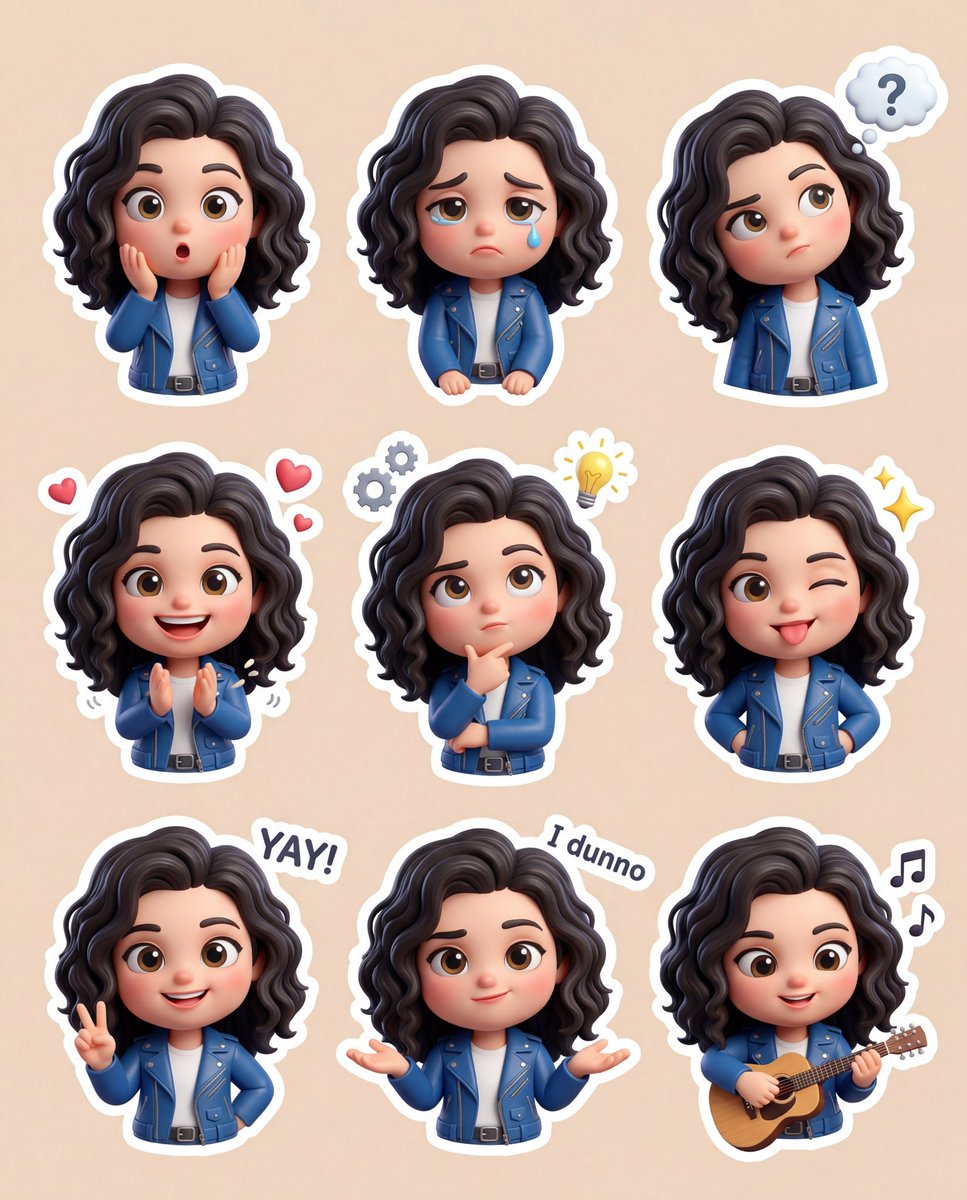 Cute 3D Chibi Sticker Set