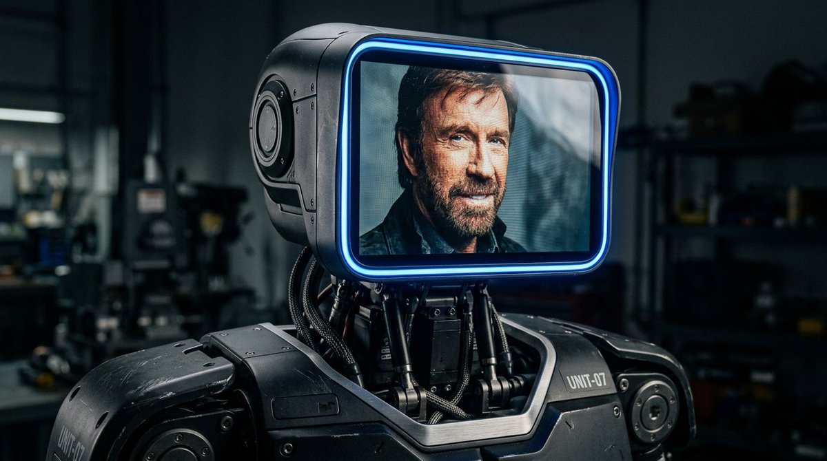 Futuristic Robot LCD Face Close-Up