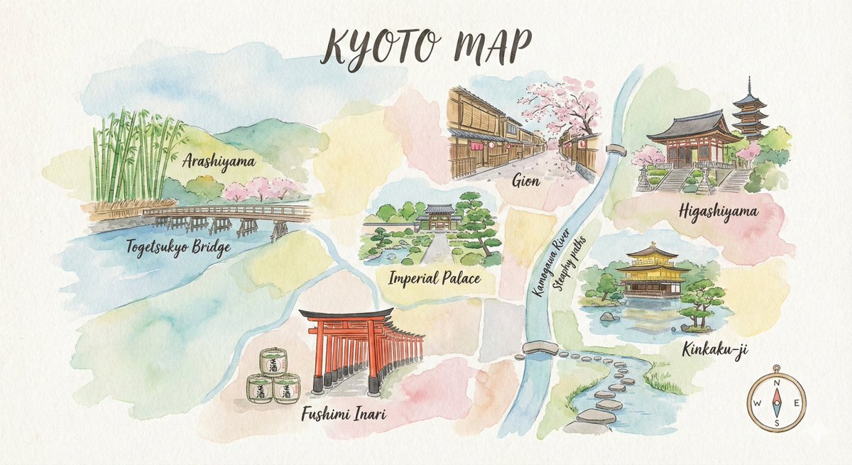 Watercolor City Travel Map Art