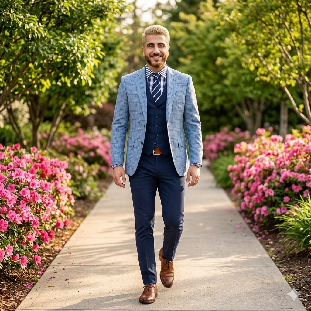 Confident Gentleman Garden Stroll