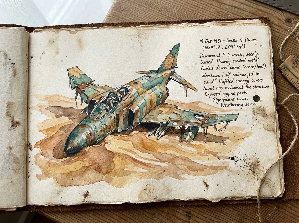Buried Jet Watercolor Journal