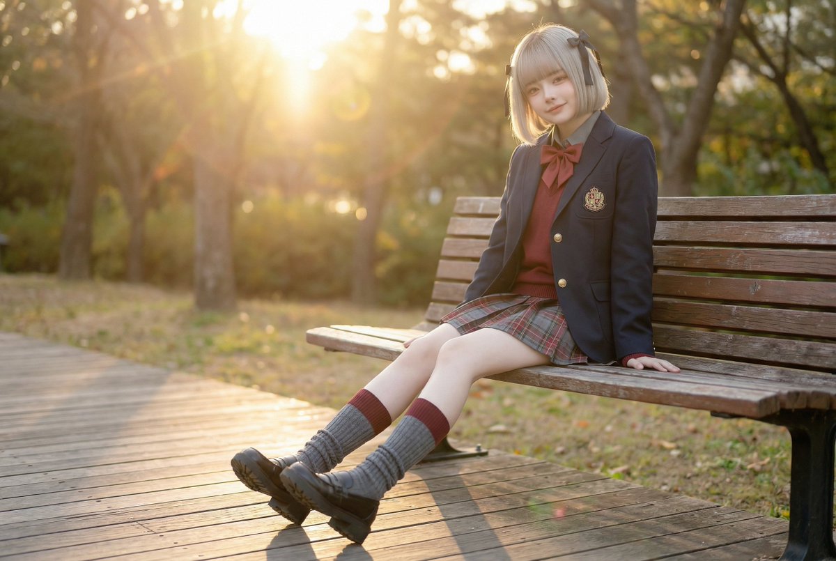 Cute Schoolgirl at Magic Hour