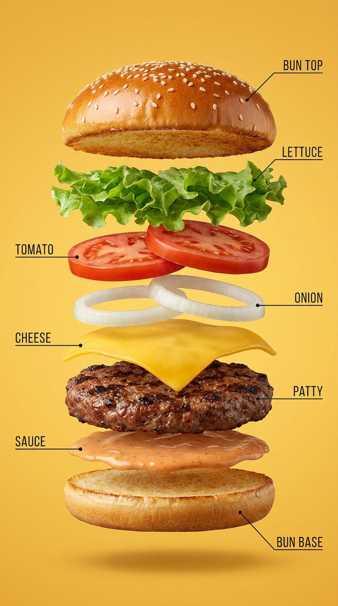 Gourmet Cheeseburger Exploded Infographic