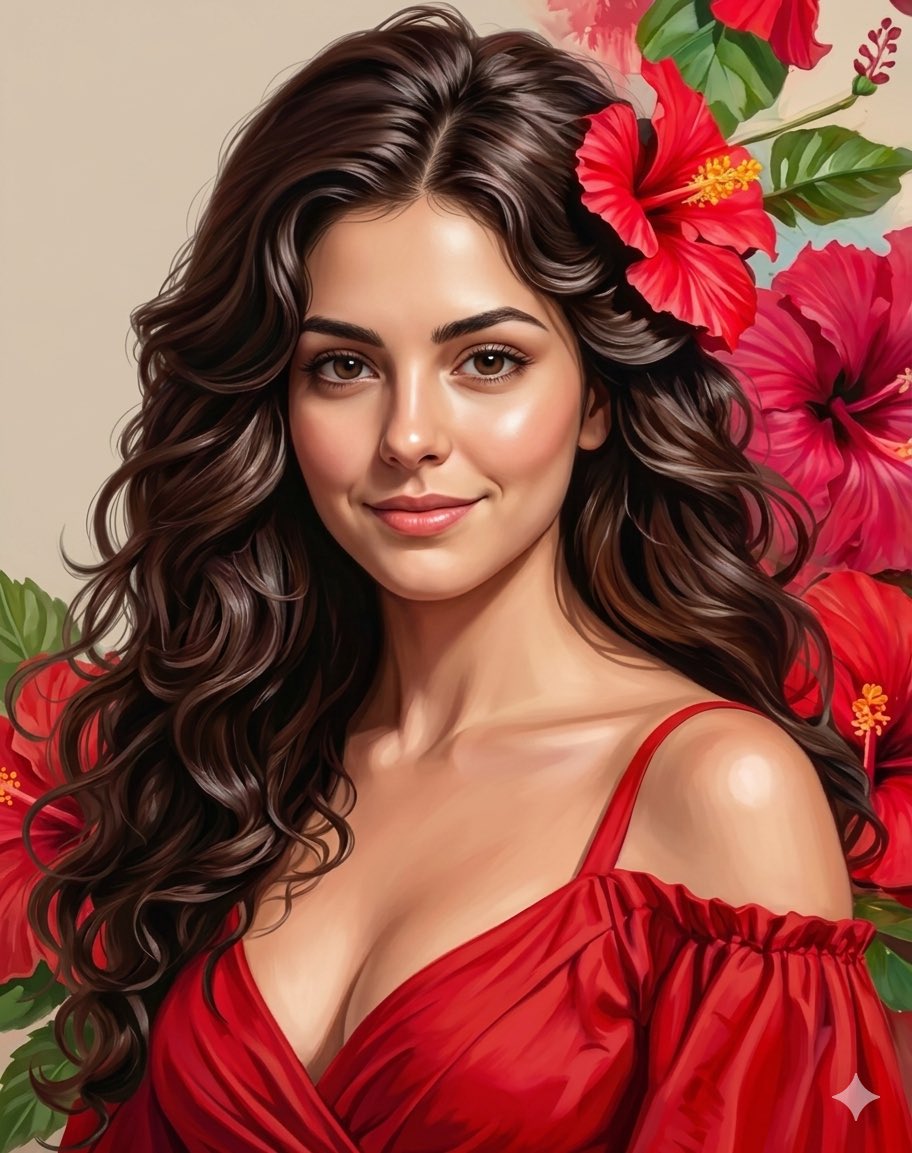 Red Hibiscus Beauty Portrait