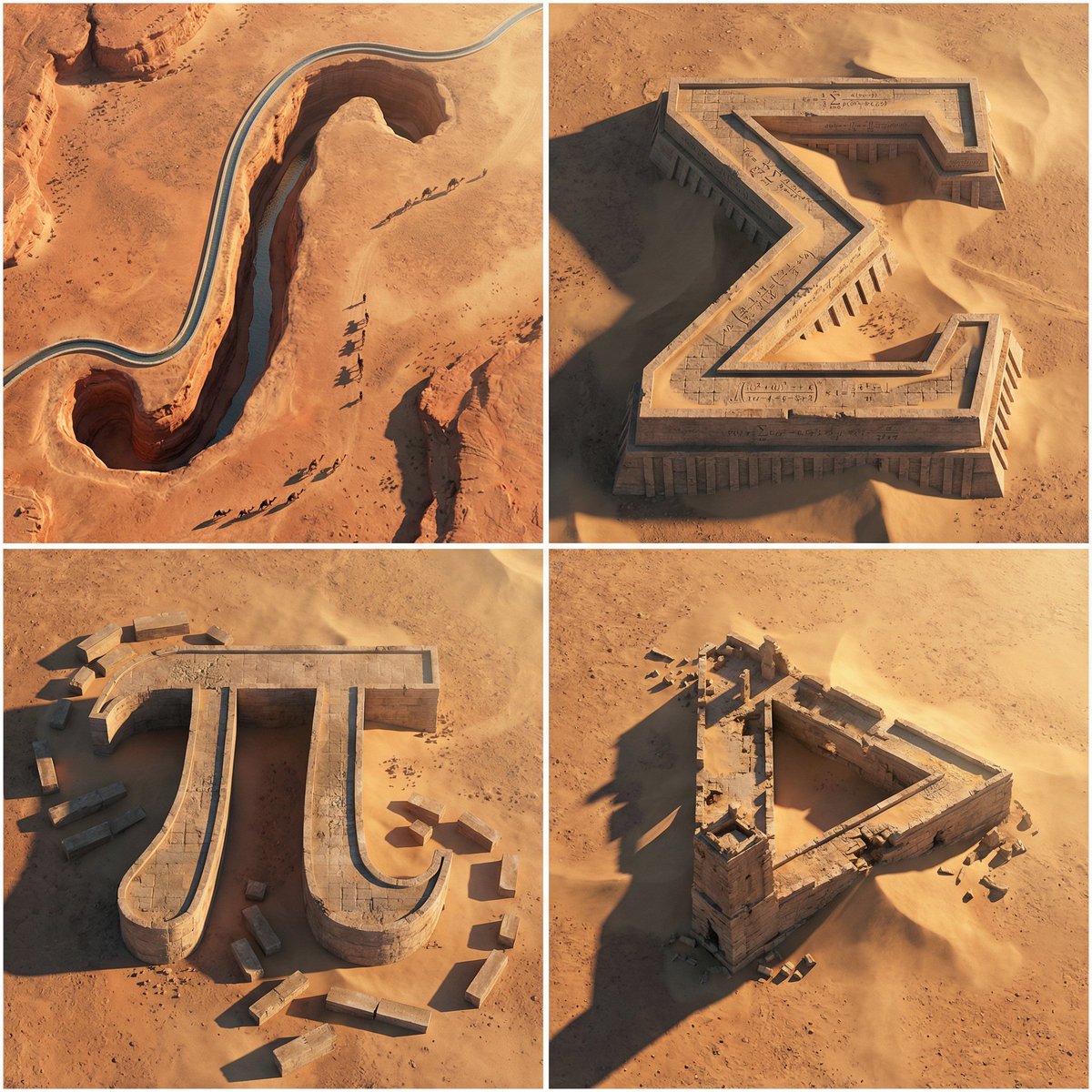 Colossal Math Symbols in Desert