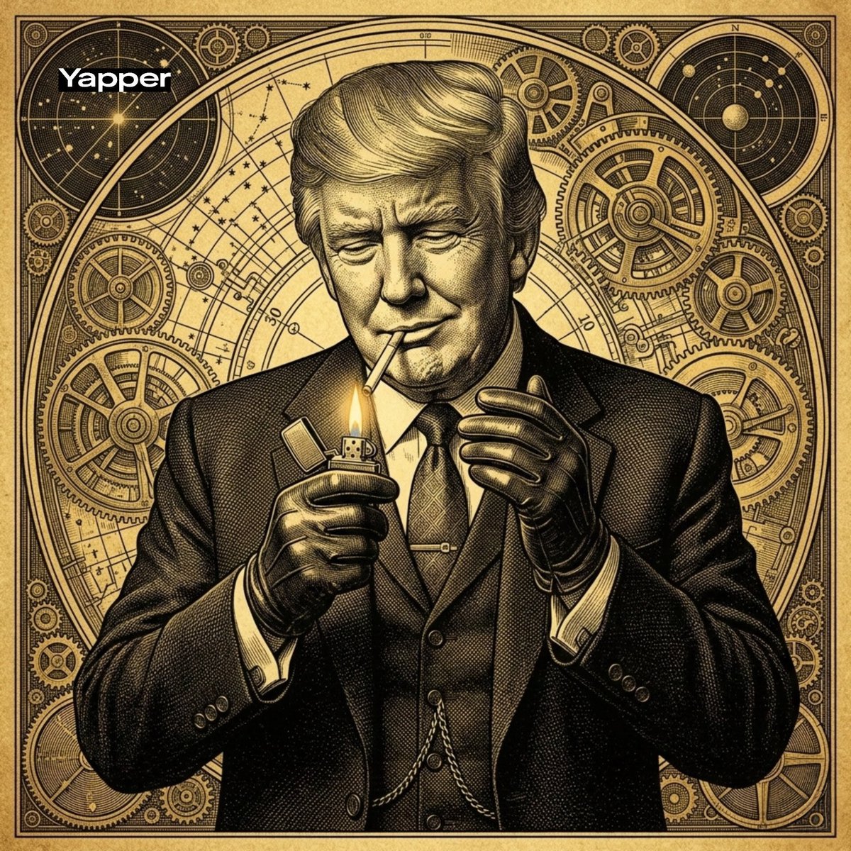 Steampunk Trump Vintage Etching