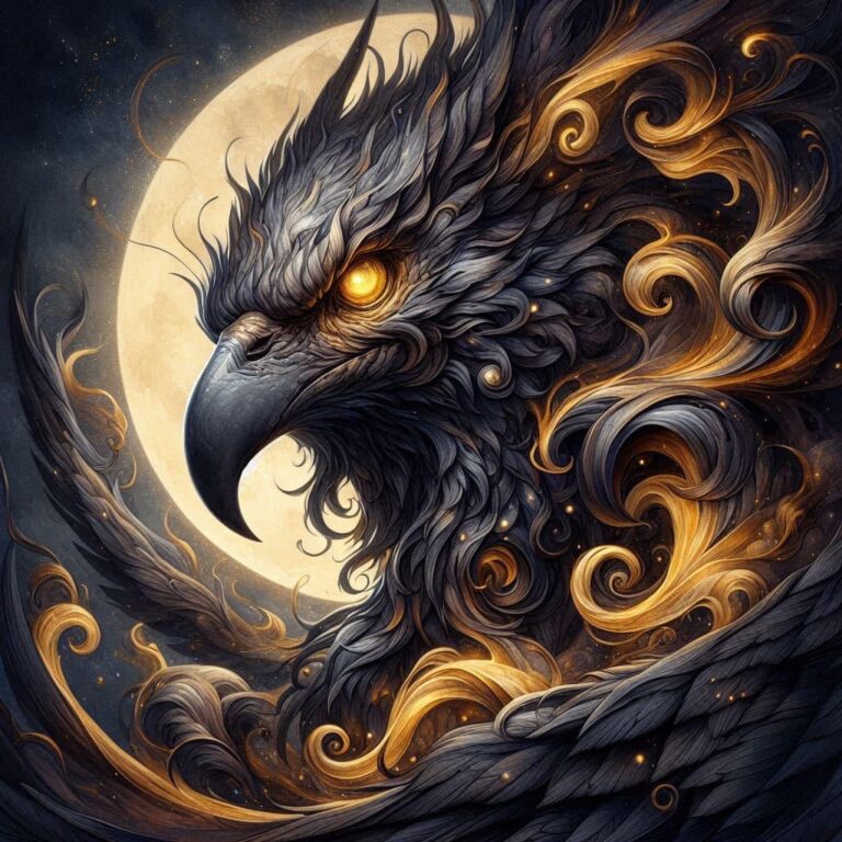 Ancient Griffin Cloaked in Darkness
