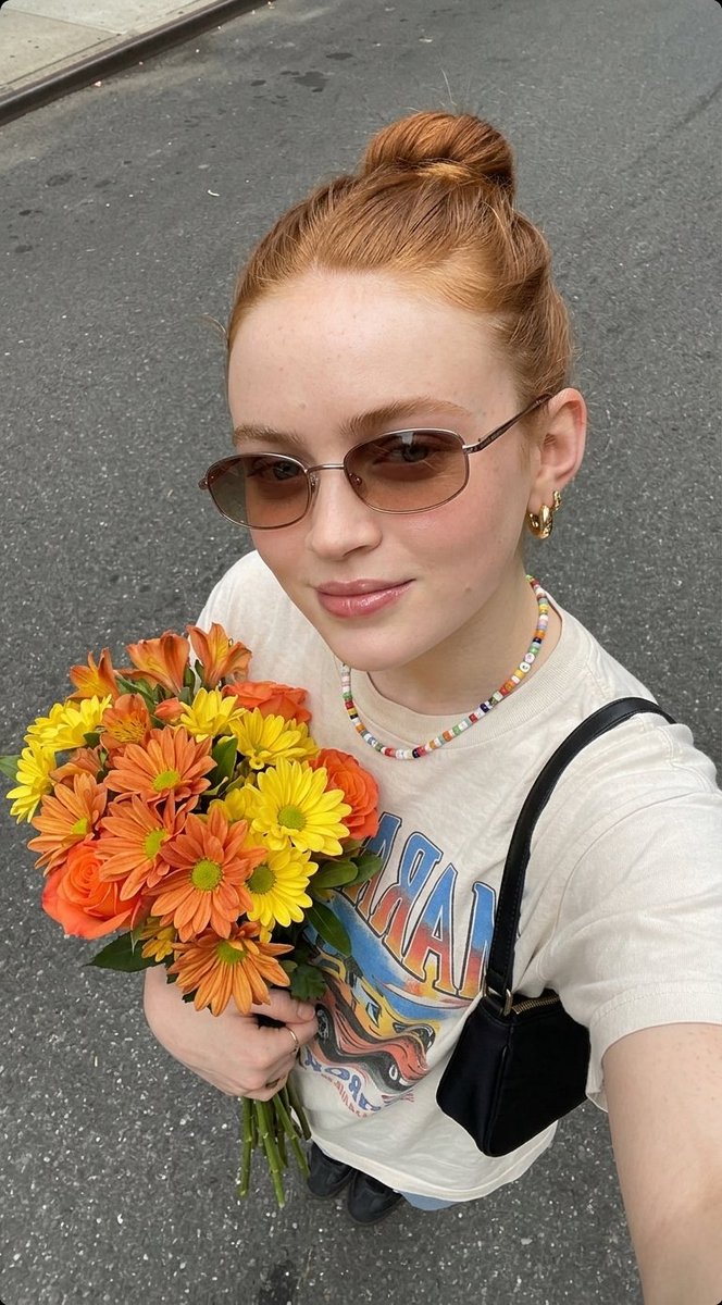 Girl Selfie With Fresh Flowers